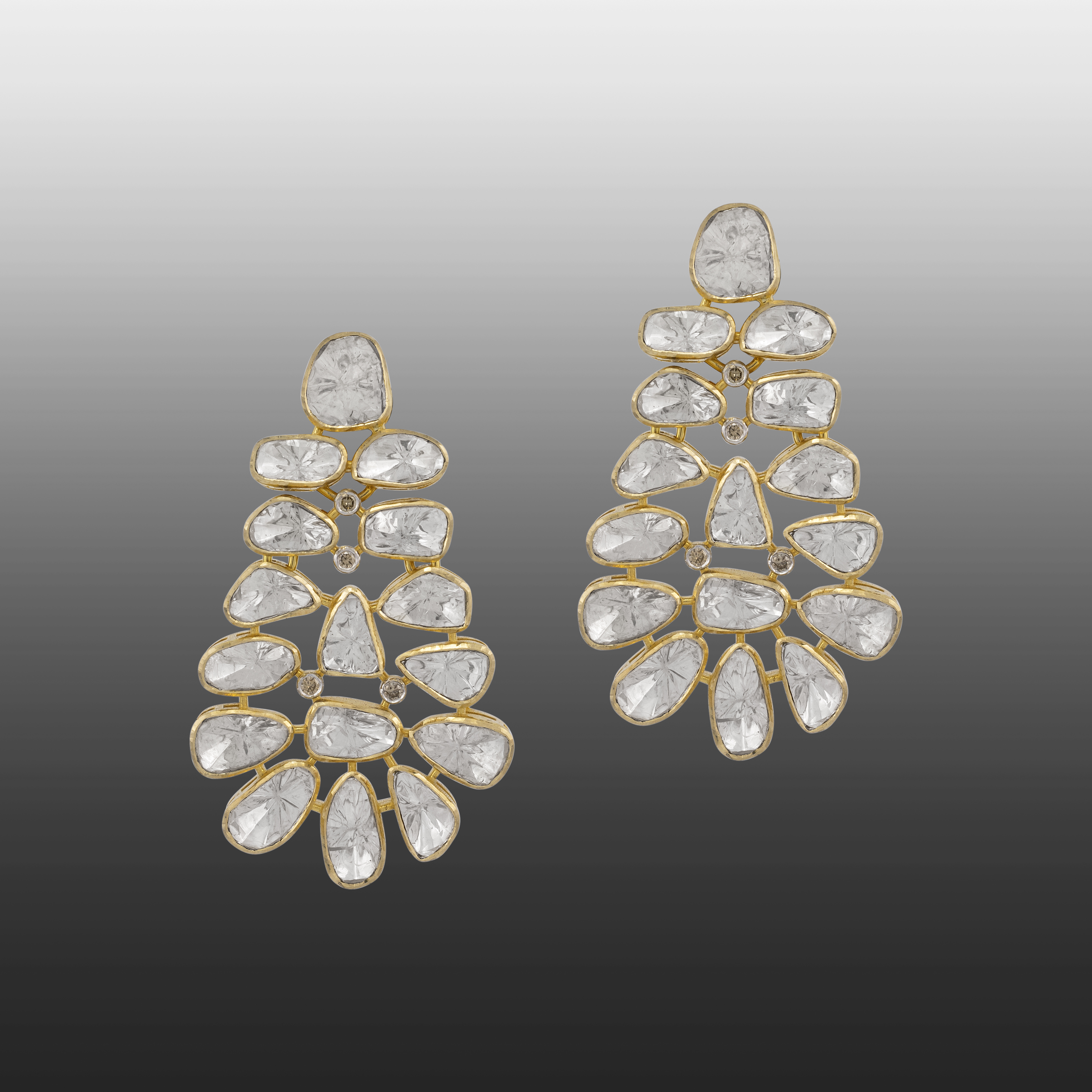 Unshaped Polki Cascading Cluster Earrings